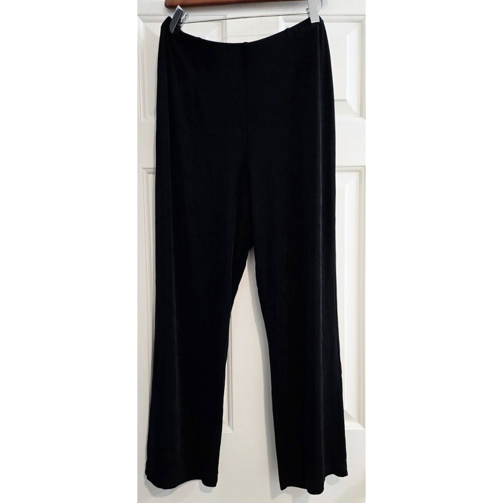 Chico's Travelers Pants Size 2 (Large) Short Black Acetate Spandex Knit Classic